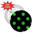 Polka Dots - Lime Green on Black 2.25  Button (100 pack)