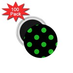 Polka Dots - Lime Green on Black 1.75  Magnet (100 pack)