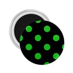 Polka Dots - Lime Green on Black 2.25  Magnet
