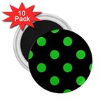 Polka Dots - Lime Green on Black 2.25  Magnet (10 pack)