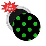 Polka Dots - Lime Green on Black 2.25  Magnet (100 pack)
