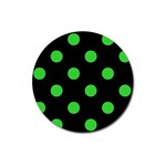 Polka Dots - Lime Green on Black Magnet 3  (Round)