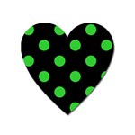 Polka Dots - Lime Green on Black Magnet (Heart)