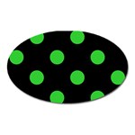 Polka Dots - Lime Green on Black Magnet (Oval)