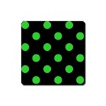 Polka Dots - Lime Green on Black Magnet (Square)