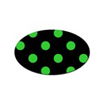 Polka Dots - Lime Green on Black Sticker (Oval)