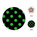 Polka Dots - Lime Green on Black Playing Cards (Round)