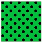 Polka Dots - Black on Dark Pastel Green Large Satin Scarf (Square)