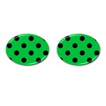 Polka Dots - Black on Dark Pastel Green Cufflinks (Oval)