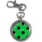 Polka Dots - Black on Dark Pastel Green Key Chain Watch