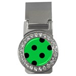 Polka Dots - Black on Dark Pastel Green Money Clip (CZ)