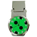 Polka Dots - Black on Dark Pastel Green Money Clip Watch
