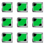 Polka Dots - Black on Dark Pastel Green Mega Link Italian Charm (9 pack)