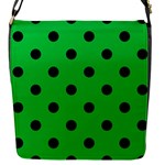 Polka Dots - Black on Dark Pastel Green Flap Closure Messenger Bag (S)