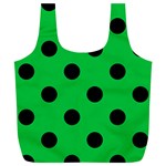Polka Dots - Black on Dark Pastel Green Full Print Recycle Bag (XL)