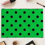 Polka Dots - Black on Dark Pastel Green Cosmetic Bag (XXL)