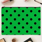 Polka Dots - Black on Dark Pastel Green Cosmetic Bag (XXXL)