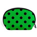 Polka Dots - Black on Dark Pastel Green Accessory Pouch (Large)