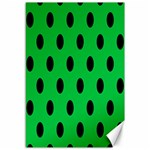 Polka Dots - Black on Dark Pastel Green Canvas 12  x 18 