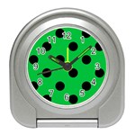 Polka Dots - Black on Dark Pastel Green Desk Alarm Clock
