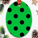 Polka Dots - Black on Dark Pastel Green Ornament (Oval)