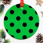Polka Dots - Black on Dark Pastel Green Round Ornament (Two Sides)