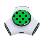 Polka Dots - Black on Dark Pastel Green Portable USB Hub (One Side)