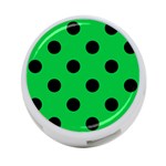 Polka Dots - Black on Dark Pastel Green 4-Port USB Hub (One Side)