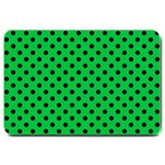 Polka Dots - Black on Dark Pastel Green Large Doormat
