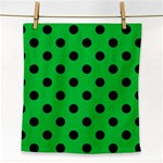 Polka Dots - Black on Dark Pastel Green Face Towel