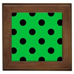 Polka Dots - Black on Dark Pastel Green Framed Tile