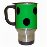 Polka Dots - Black on Dark Pastel Green Travel Mug (Black)