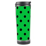 Polka Dots - Black on Dark Pastel Green Travel Tumbler