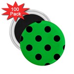 Polka Dots - Black on Dark Pastel Green 2.25  Magnet (100 pack)