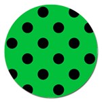 Polka Dots - Black on Dark Pastel Green Magnet 5  (Round)