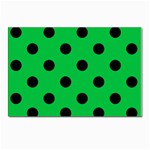 Polka Dots - Black on Dark Pastel Green Postcard 5  x 7 