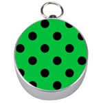 Polka Dots - Black on Dark Pastel Green Silver Compass