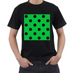 Polka Dots - Black on Dark Pastel Green Men s T-Shirt (Black)