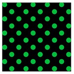 Polka Dots - Dark Pastel Green on Black Large Satin Scarf (Square)