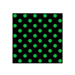 Polka Dots - Dark Pastel Green on Black Satin Bandana Scarf
