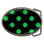 Polka Dots - Dark Pastel Green on Black Belt Buckle