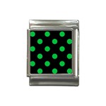 Polka Dots - Dark Pastel Green on Black Italian Charm (13mm)