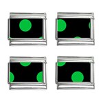 Polka Dots - Dark Pastel Green on Black 9mm Italian Charm (4 pack)