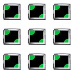 Polka Dots - Dark Pastel Green on Black Mega Link Italian Charm (9 pack)