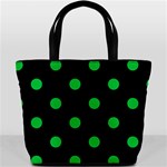 Polka Dots - Dark Pastel Green on Black Bucket Bag