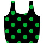 Polka Dots - Dark Pastel Green on Black Full Print Recycle Bag (XL)