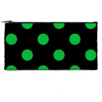 Polka Dots - Dark Pastel Green on Black Pencil Case