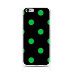Polka Dots - Dark Pastel Green on Black Apple iPhone 6/6S Silicone Case (Transparent)