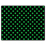 Polka Dots - Dark Pastel Green on Black Double Sided Flano Blanket (Medium)