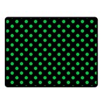 Polka Dots - Dark Pastel Green on Black Fleece Blanket (Small) (One Side)